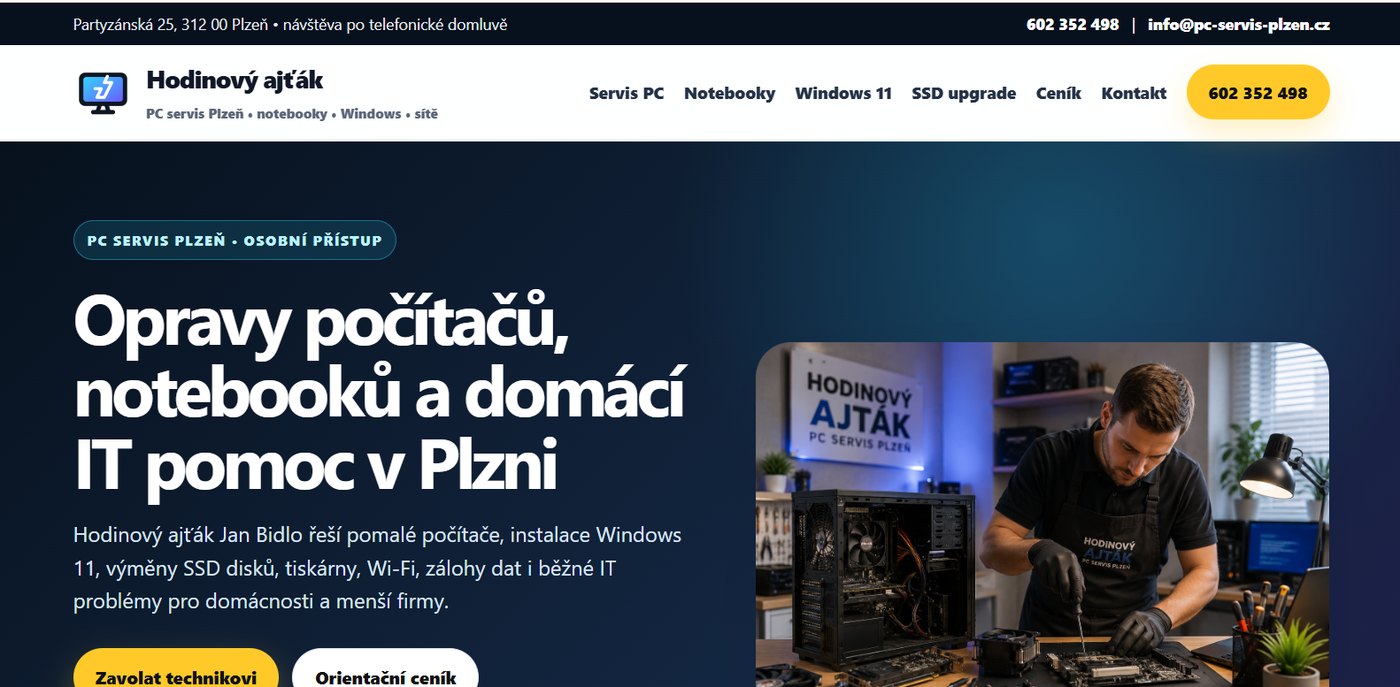 Titulní stránka PC servis Plzeň